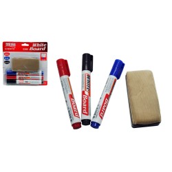 Set de 3 Plumones y Borrador para Pizarrón