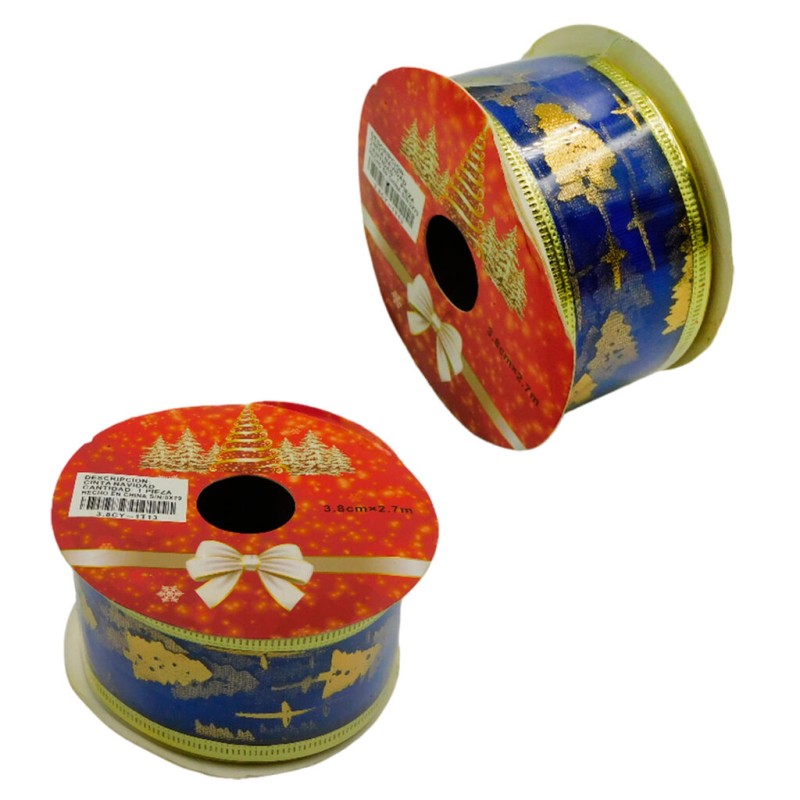 Listón navideño 3.8 cm de ancho