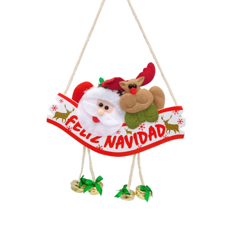 Adorno Navideño con Reno y Santa Claus “Feliz Navidad”