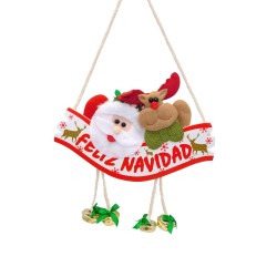 Adorno Navideño con Reno y Santa Claus “Feliz Navidad”