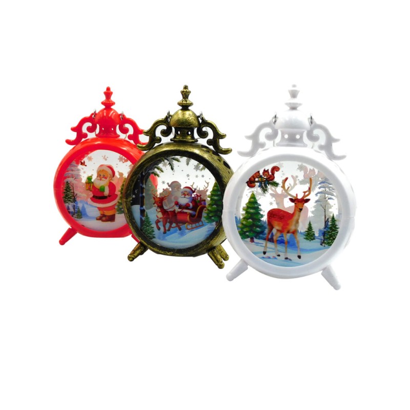 Farolito navideño en forma de reloj despertador