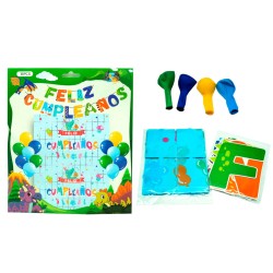 Kit de globos Feliz Cumpleaños dinosaurios