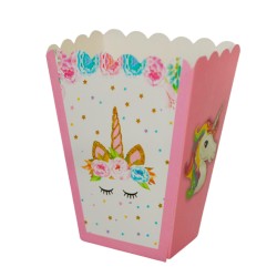 Dulcera de cartón decorado unicornio.