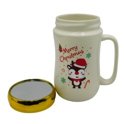 Taza Navideña Larga con Tapa de Espejo